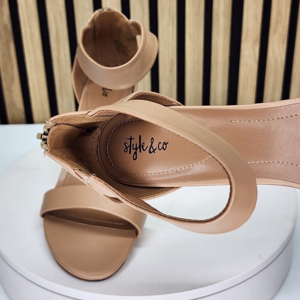 Style & Co Women’s Nude Ankle Strap Heeled Sandals – Size 12M - Picture 8 of 10